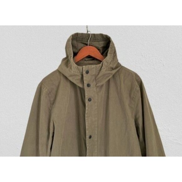 VINCE Army Parka Canvas Military Jacket Olive Green Hood Full Zip -Large - Picture 2 of 12